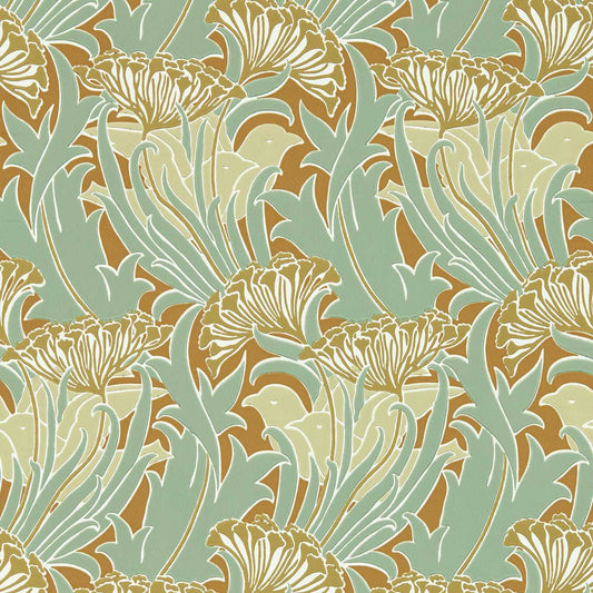 Laceflower Wallpaper - Tobacco/Pistachio - 217354 - Morris & Co
