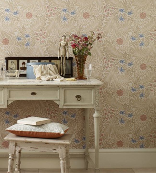 Larkspur Wallpaper - Manilla/Old Rose - 212557 - Morris & Co