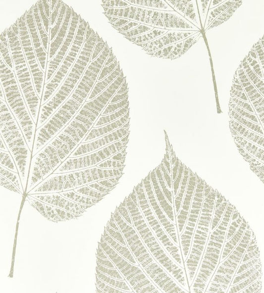 Leaf Wallpaper - Chalk/Silver - HTEW112609 - Harlequin