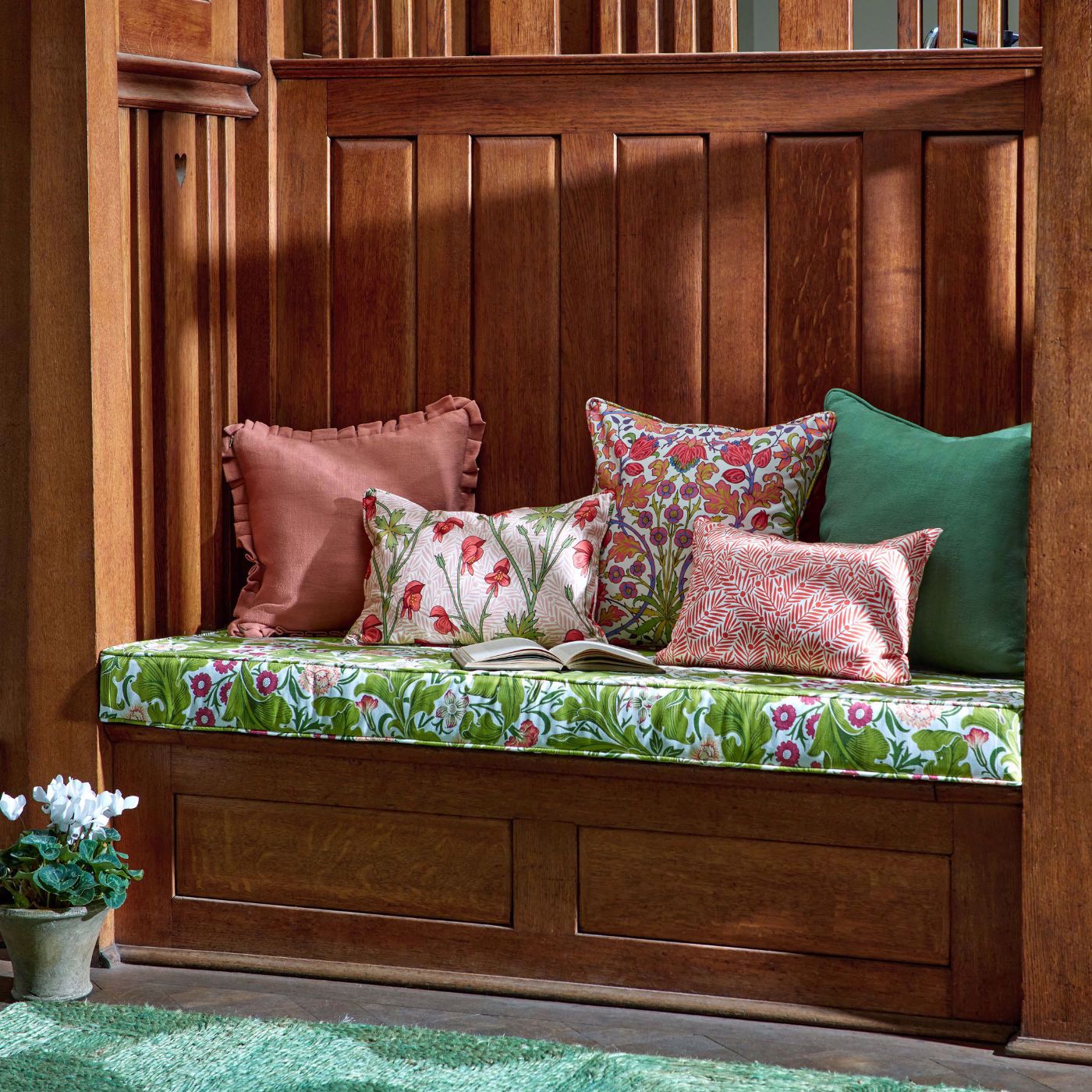 Leicester Fabric - Sour Green/Plum - 227209 - Morris & Co