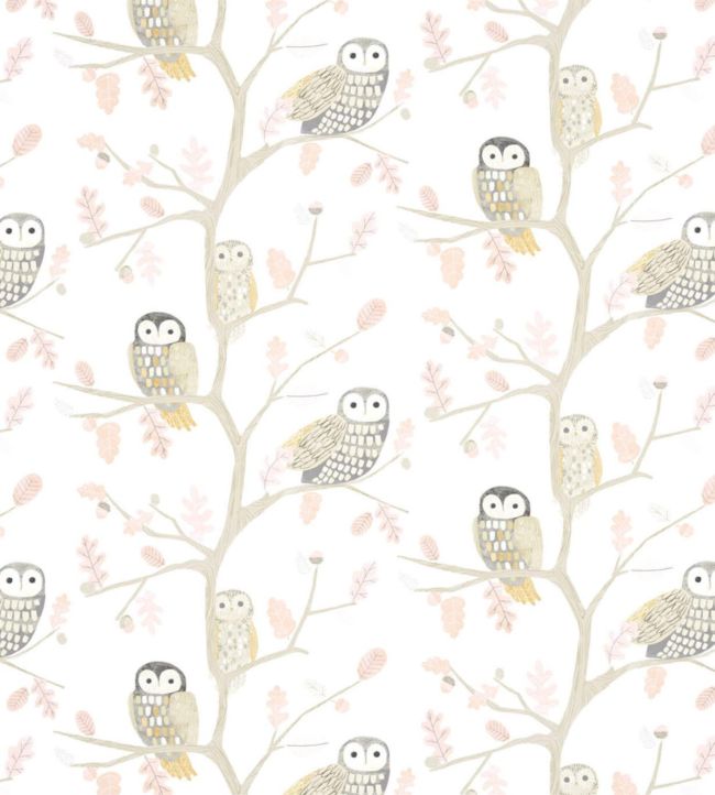 Little Owls Wallpaper - Powder - HLTF112628 - Harlequin
