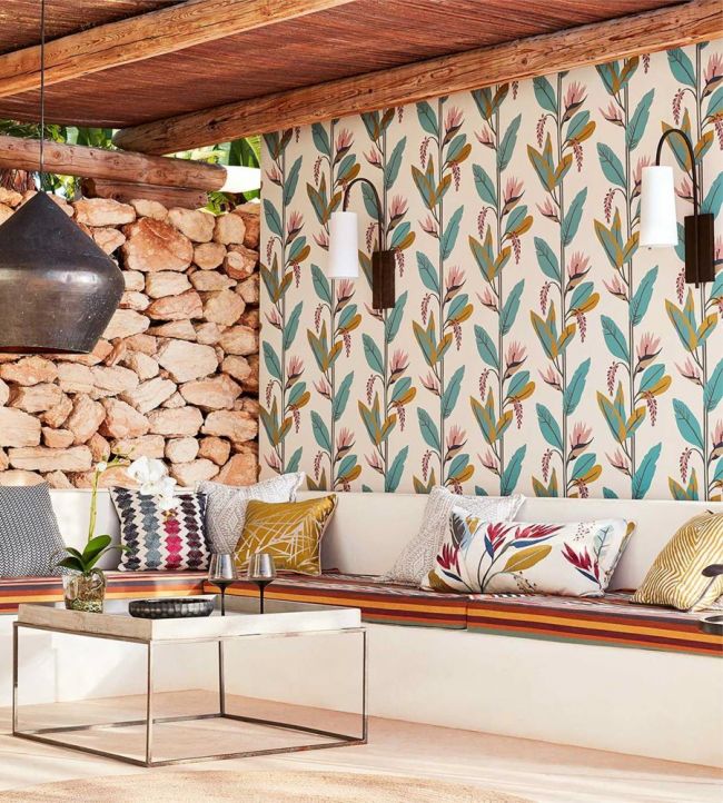 Llenya Wallpaper - Blush/Harbour/Gold - HMIW112239 - Harlequin