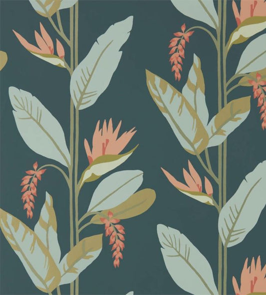 Llenya Wallpaper - Ink/Coral/Seaglass - HMIW112236 - Harlequin