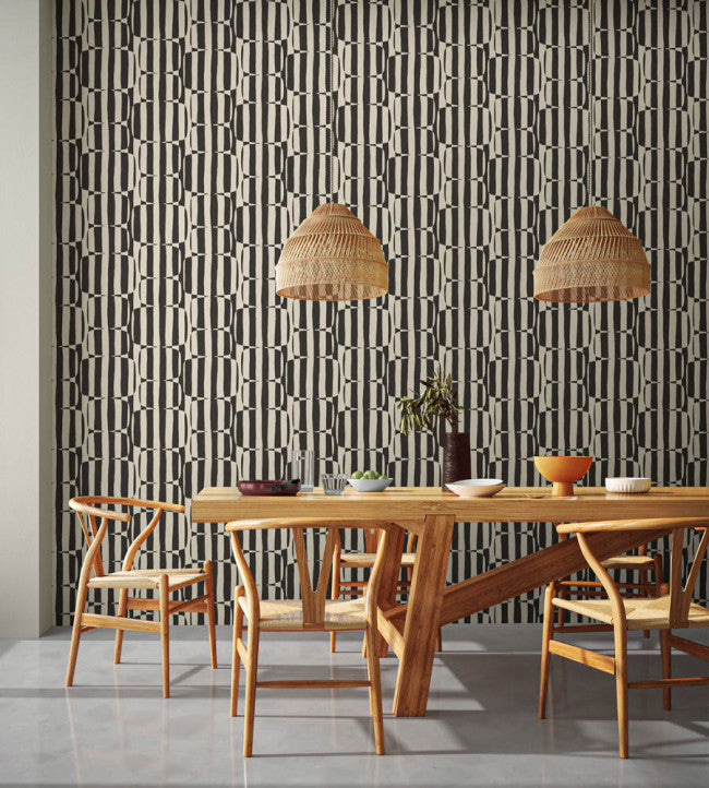 Lohko Stripe Wallpaper - Liquorice - NBIW113038 - Scion