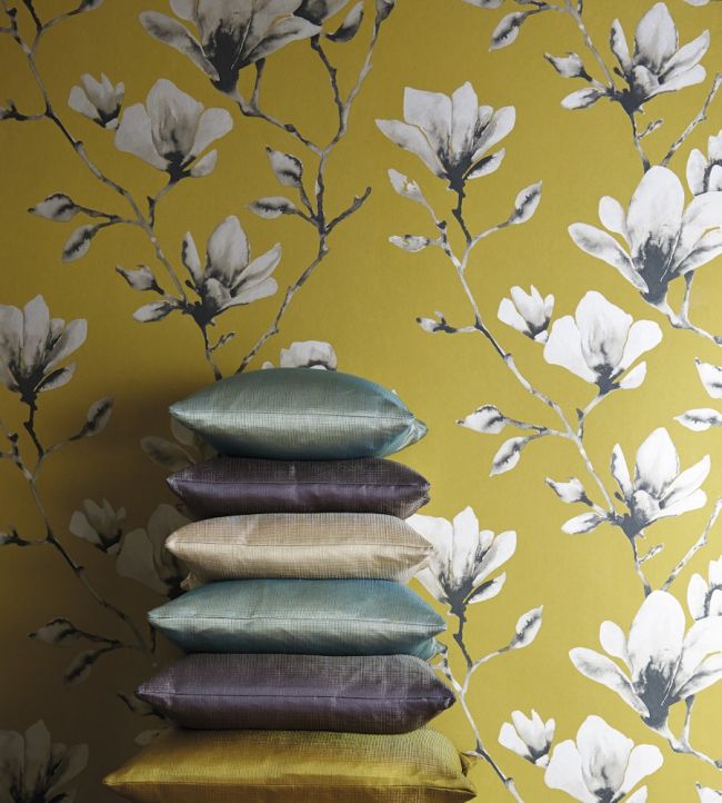 Lotus Wallpaper - Mustard - HMOW110879 - Harlequin