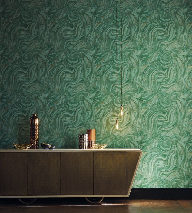 Makrana Wallpaper - Emerald - HMOW110918 - Harlequin