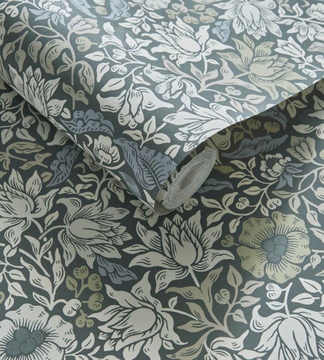 Mallow Wallpaper - Slate/Dove - W0173/01 - Clarke & Clarke