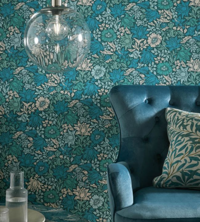 Mallow Wallpaper - Teal - W0173/02 - Clarke & Clarke