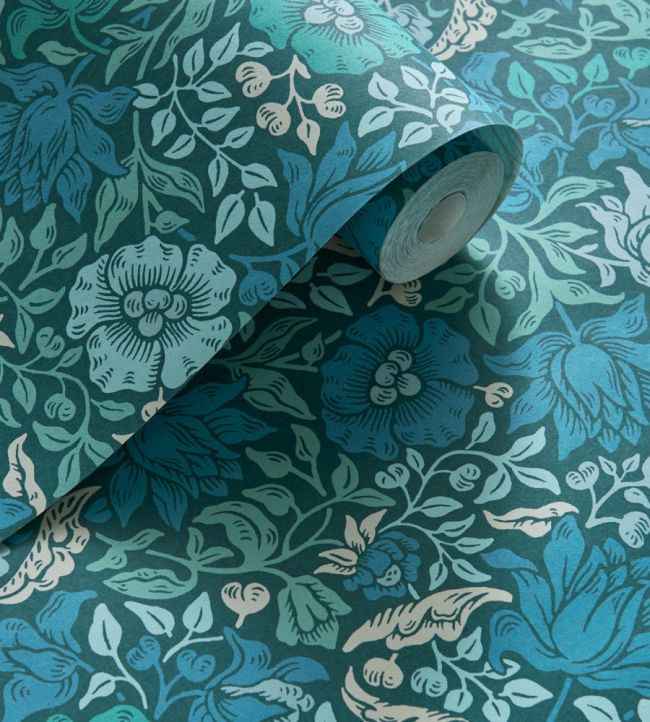 Mallow Wallpaper - Teal - W0173/02 - Clarke & Clarke