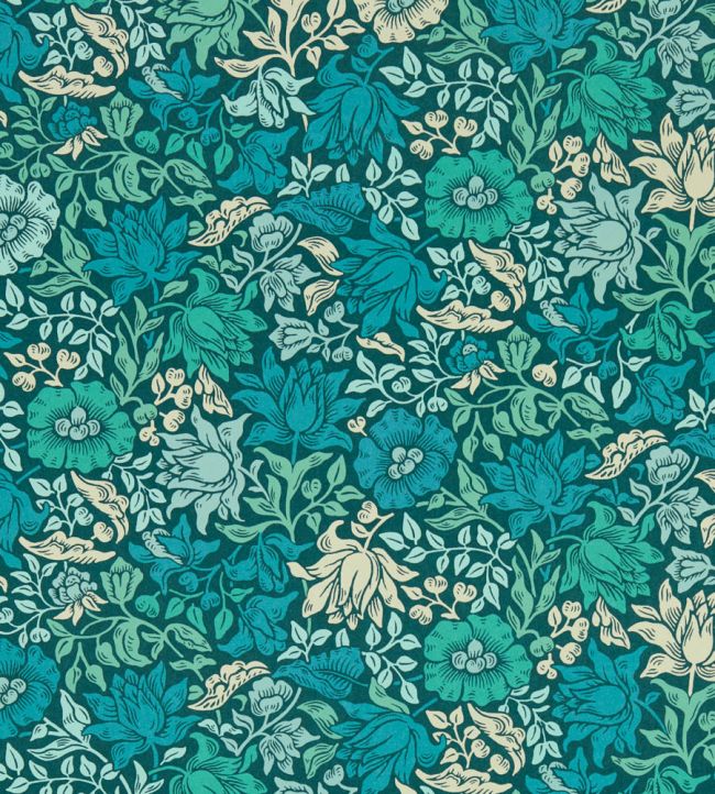 Mallow Wallpaper - Teal - W0173/02 - Clarke & Clarke