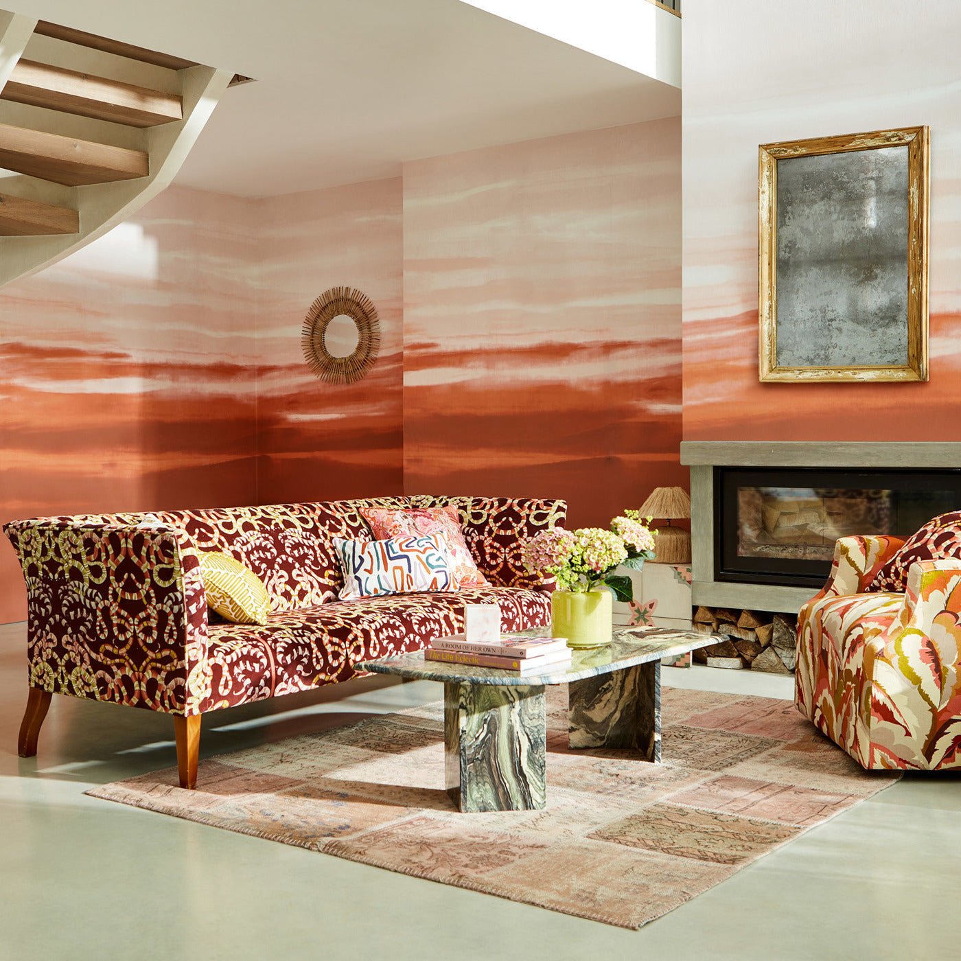 Manzara Wallpaper - Brazilian Rosewood/Bleached Coral - HQN3112918 - Harlequin