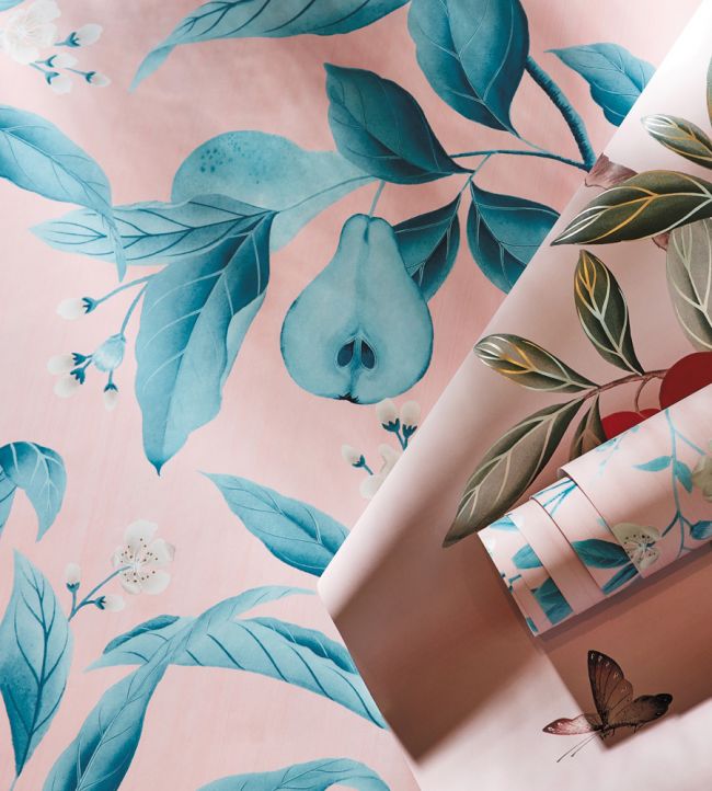 Marie Wallpaper - Rose/ Lagoon - HDHW112910 - Harlequin