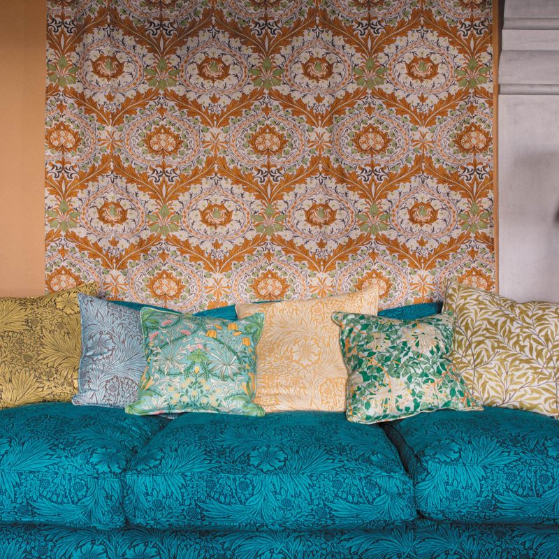 Marigold Fabric - Olive/Pink - 226847 - Morris & Co