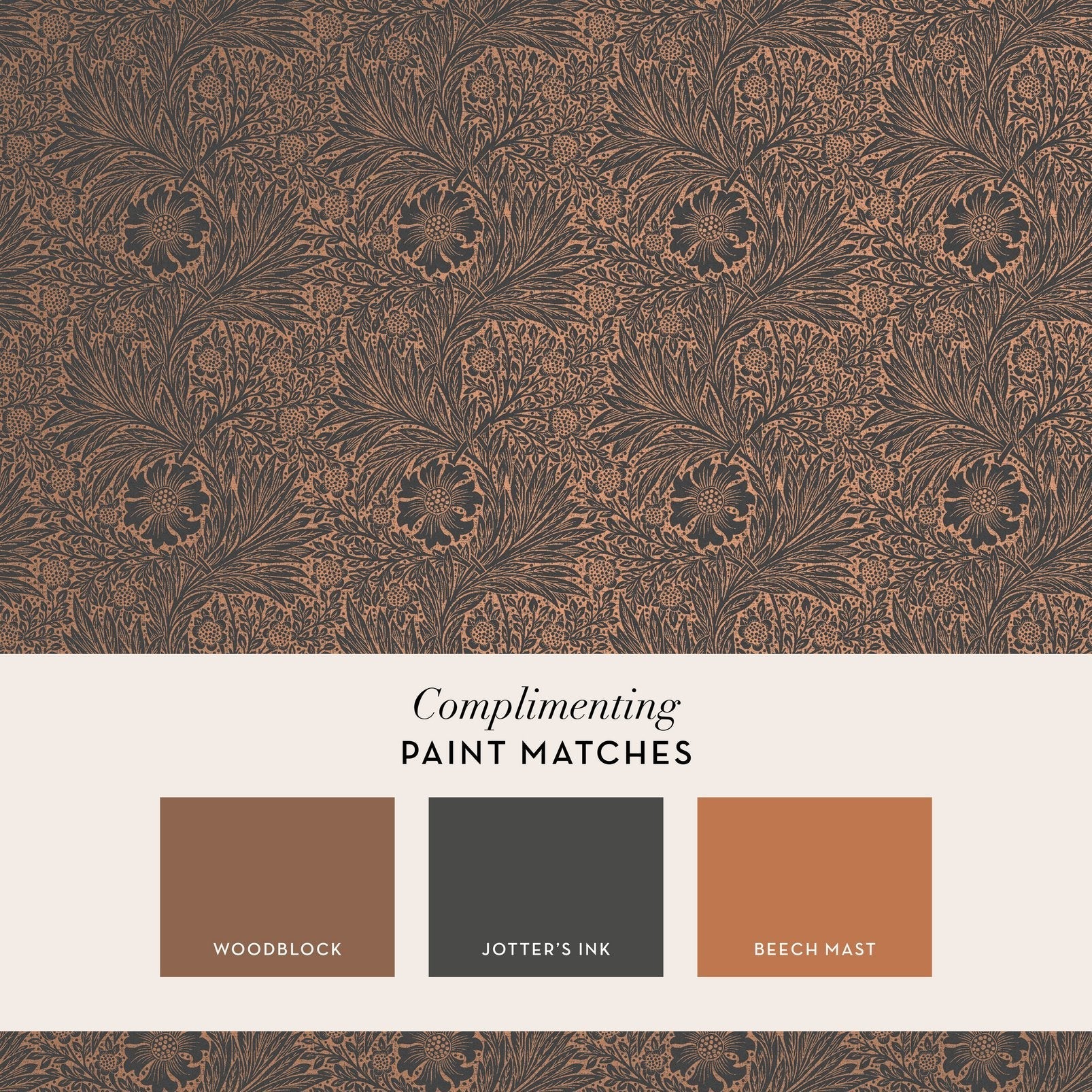 Marigold Fibrous Wallpaper - Charcoal - 124254 - William Morris AH
