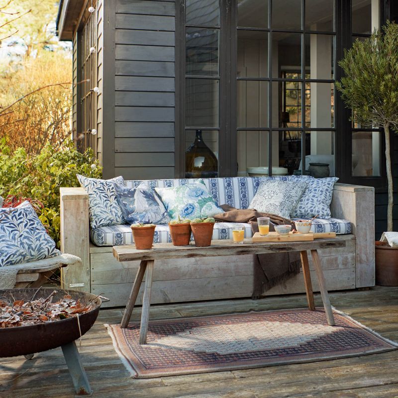 Marigold Outdoor Fabric - Indigo - 227105 - Morris & Co