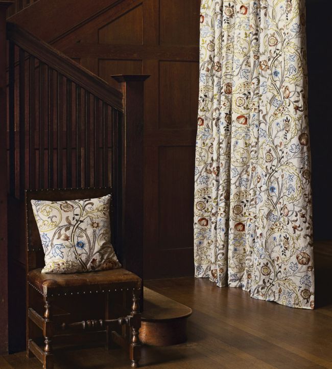 Mary Isobel Embroideries Fabric - Russet/Olive - 230340 - Morris & Co