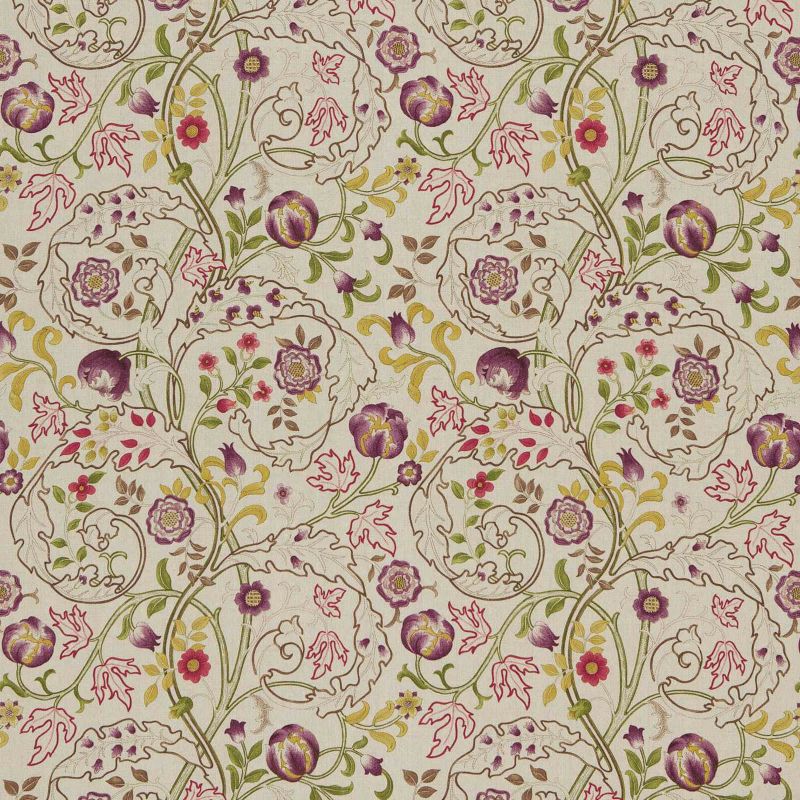 Mary Isobel Fabric - Wine/Linen - DMCOMA201 - Morris & Co