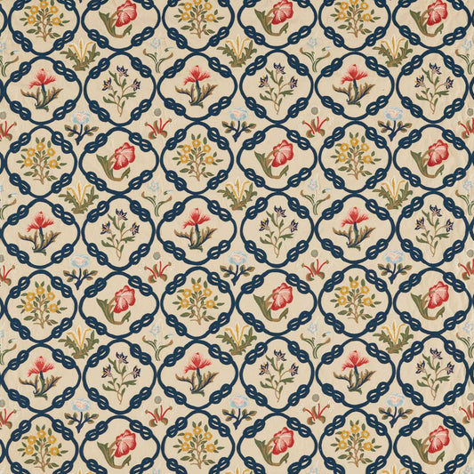 May’s Coverlet Fabric - Indigo/Rose - 237308 - Morris & Co