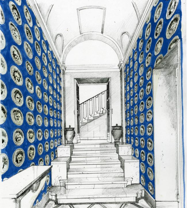 Medallion Wallpaper - Lazuli/Nickle - ZPLW312975 - Zoffany