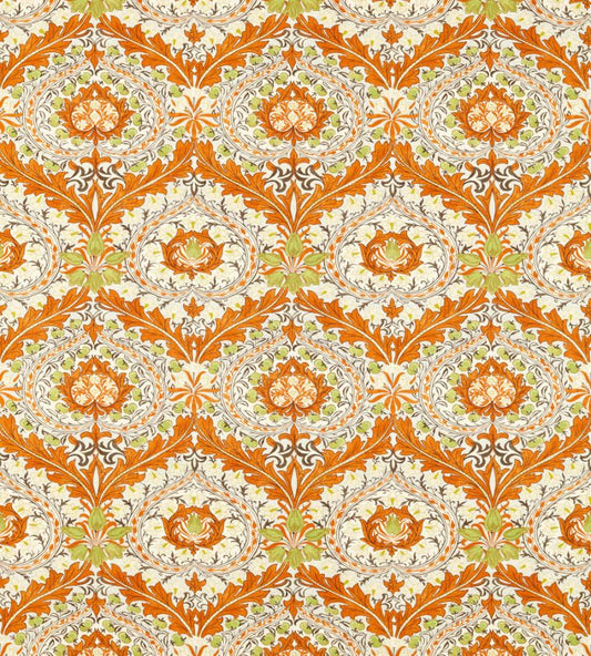 Merton Fabric - Burnt Orange/Chartreuse - 226994 - Morris & Co