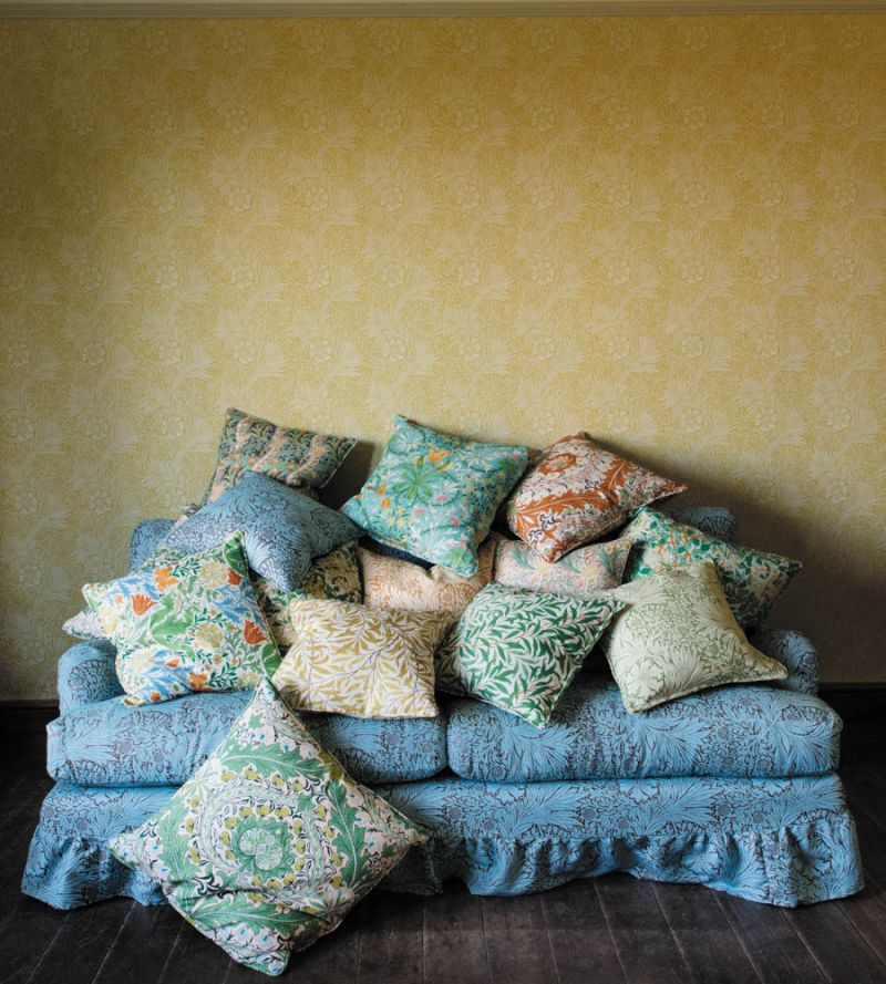 Merton Fabric - Leaf Green/Sky - 226995 - Morris & Co