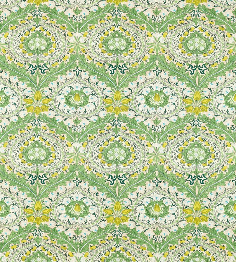 Merton Fabric - Leaf Green/Sky - 226995 - Morris & Co