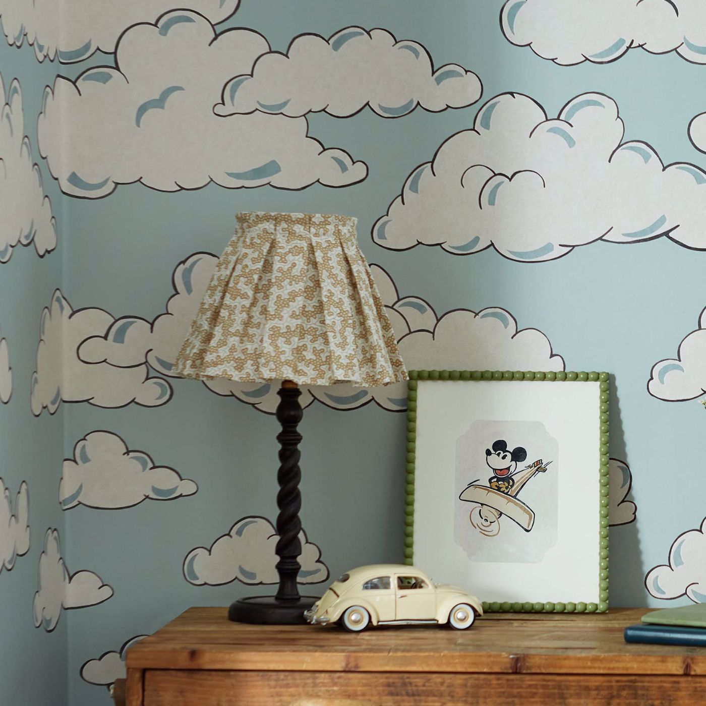 Mickey In The Clouds Wallpaper - Sea Salt - DDIW217292 - Sanderson