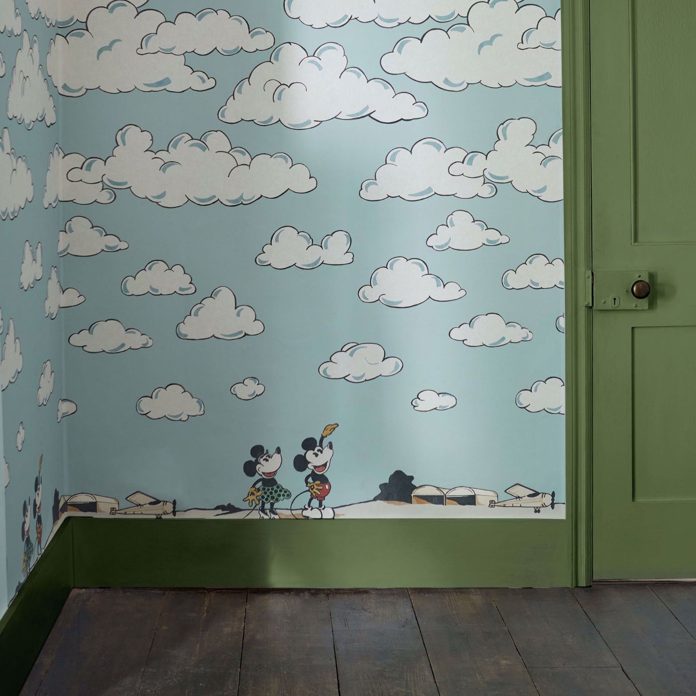 Mickey In The Clouds Wallpaper - Sea Salt - DDIW217292 - Sanderson