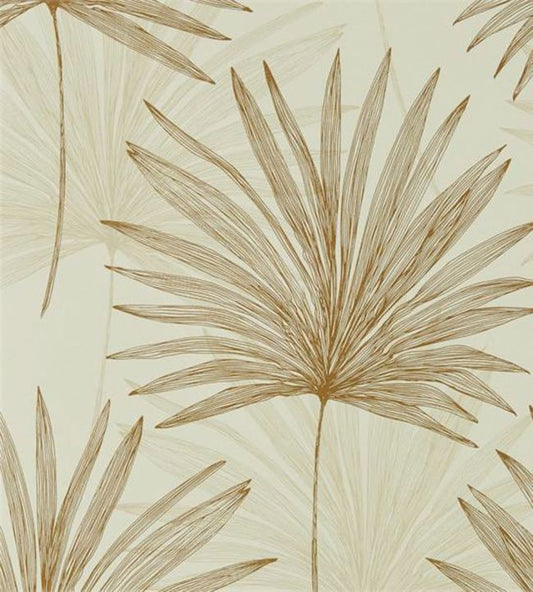 Mitende Wallpaper - Oyster/Gold - HMIW112228 - Harlequin