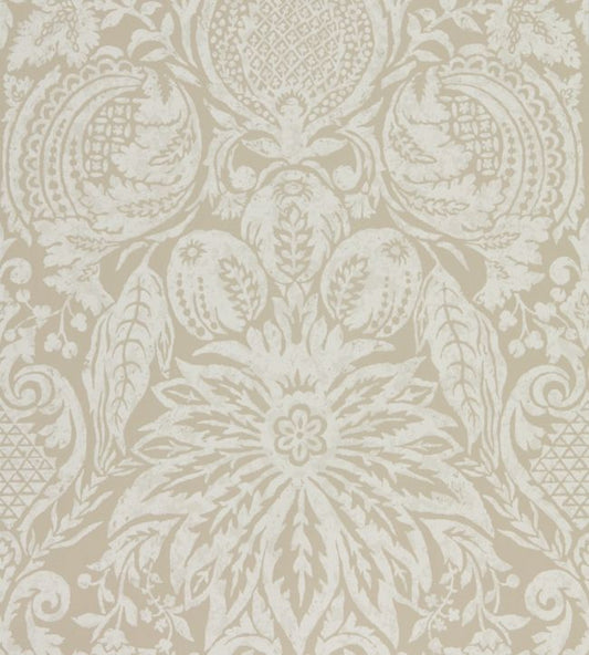 Mitford Damask Wallpaper - Stone - ZDAR312878 - Zoffany