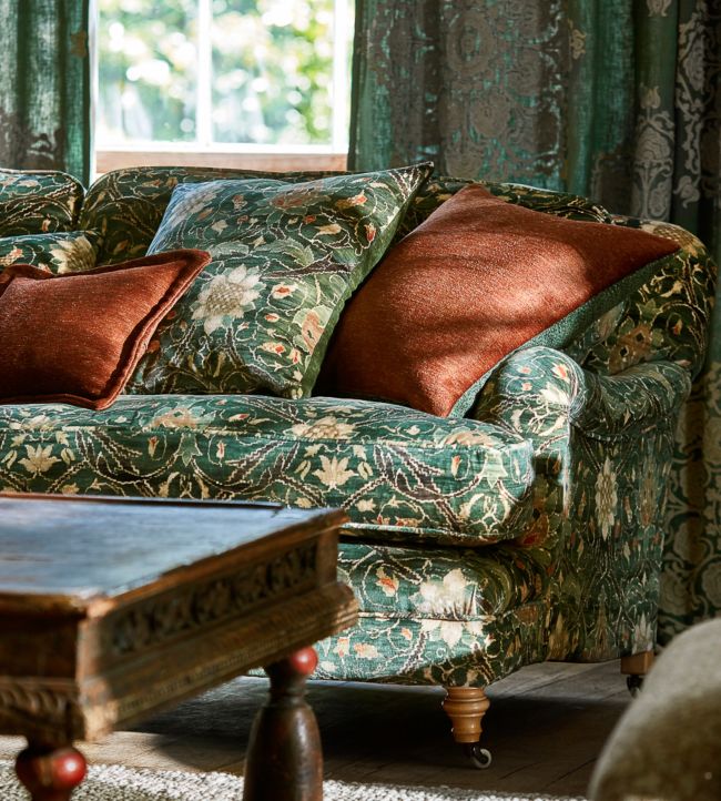 Montreal Velvet Fabric - Forest/Teal - 226391 - Morris & Co