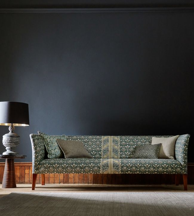 Morris Bellflowers Fabric - Indigo/Sage - 226403 - Morris & Co