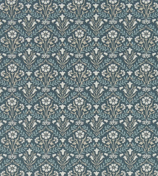 Morris Bellflowers Wallpaper - Indigo/Linen - 216436 - Morris & Co