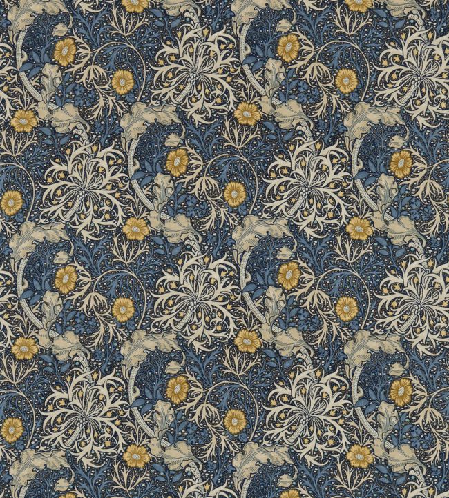 Morris Seaweed Fabric - Ink/Woad - 224470 - Morris & Co