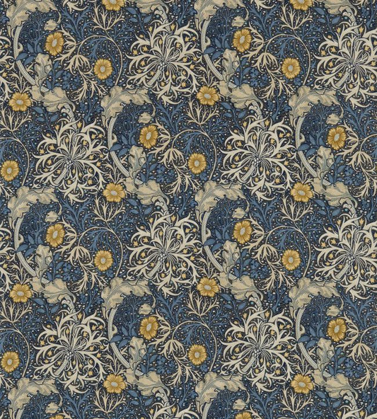 Morris Seaweed Fabric - Ink/Woad - 224470 - Morris & Co