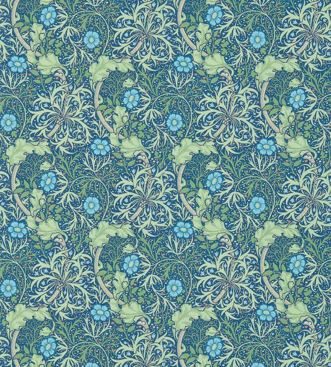 Morris Seaweed Wallpaper - Cobalt/Thyme - 214713 - Morris & Co