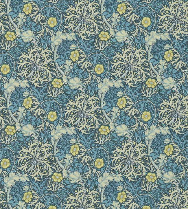 Morris Seaweed Wallpaper - Ink/Woad - 214714 - Morris & Co