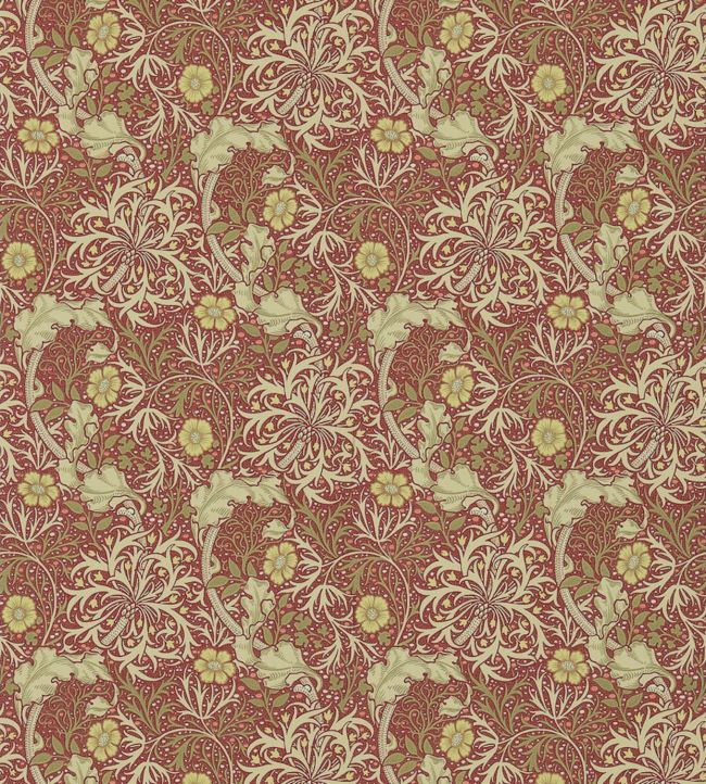 Morris Seaweed Wallpaper - Red/Gold - 214712 - Morris & Co