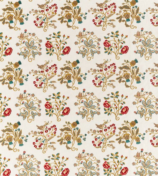 Newill Embroidery Fabric - Antique/Carmine - 236824 - Morris & Co