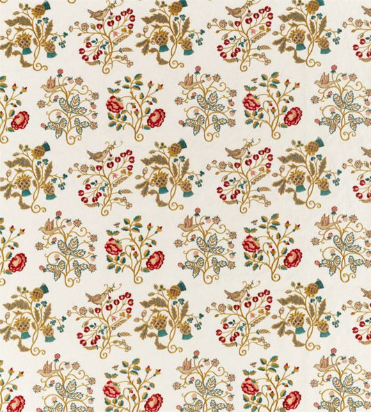 Newill Embroidery Fabric - Antique/Carmine - 236824 - Morris & Co