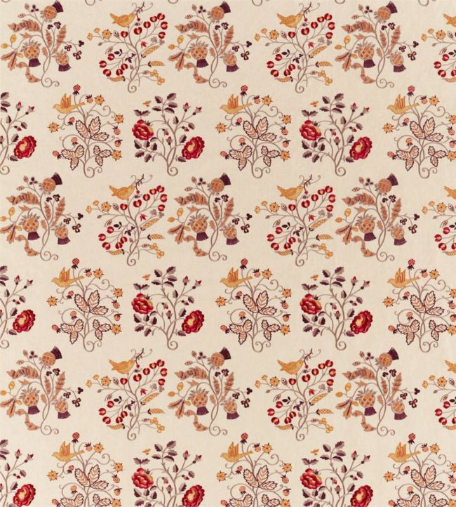Newill Embroidery Fabric - Wine/Saffron - 236825 - Morris & Co