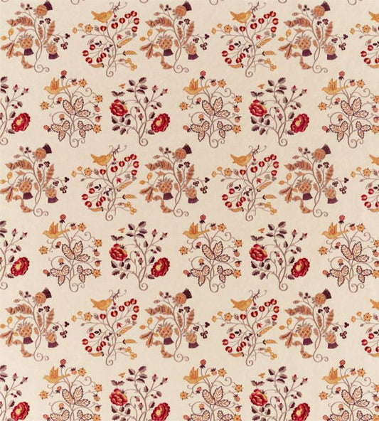 Newill Embroidery Fabric - Wine/Saffron - 236825 - Morris & Co