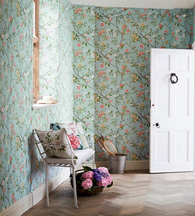 Nostell Priory Wallpaper - Sky/Pink - ZWOO311421 - Zoffany