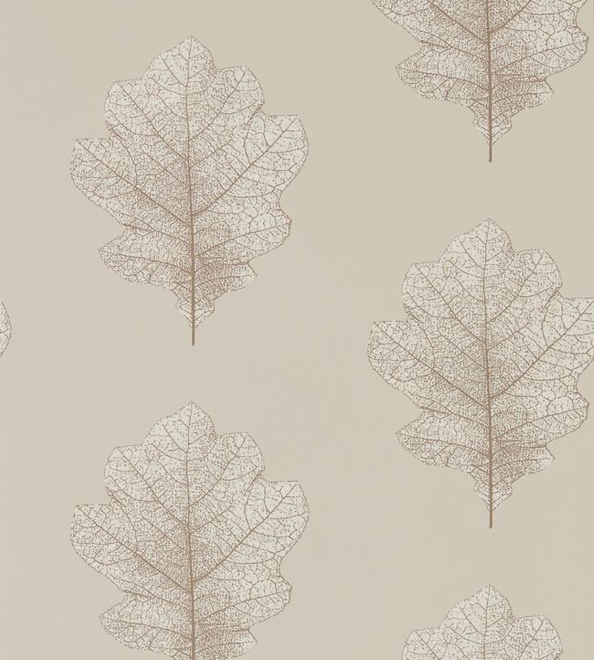Oak Filigree Wallpaper - Stone/Gilver - DWOW215698 - Sanderson