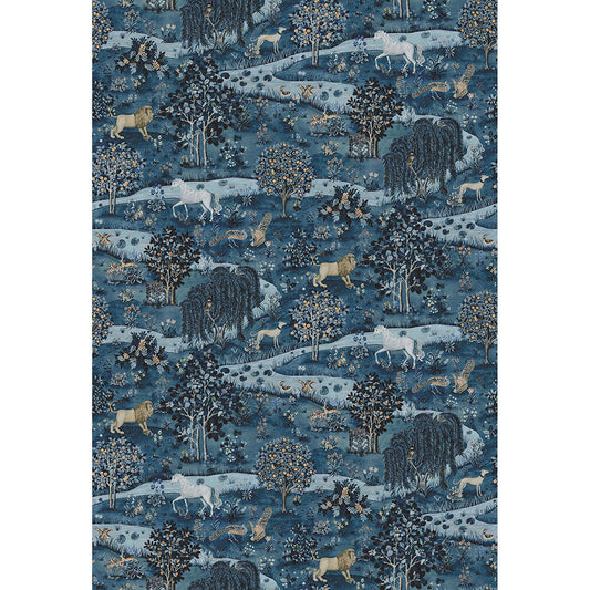 Owl & Willow Wallpaper Mural - Indigo - 217406 - Morris Wallpaper WD