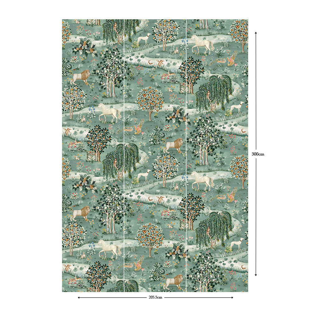 Owl & Willow Wallpaper Mural - Sage / Clay - 217405 - Morris Wallpaper WD