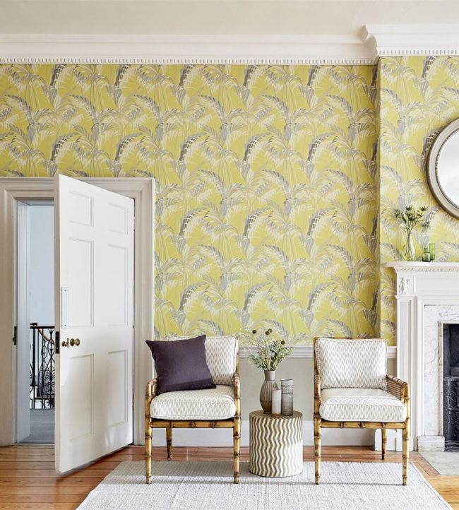 Palm House Wallpaper - Chartreuse/Grey - DGLW216642 - Sanderson