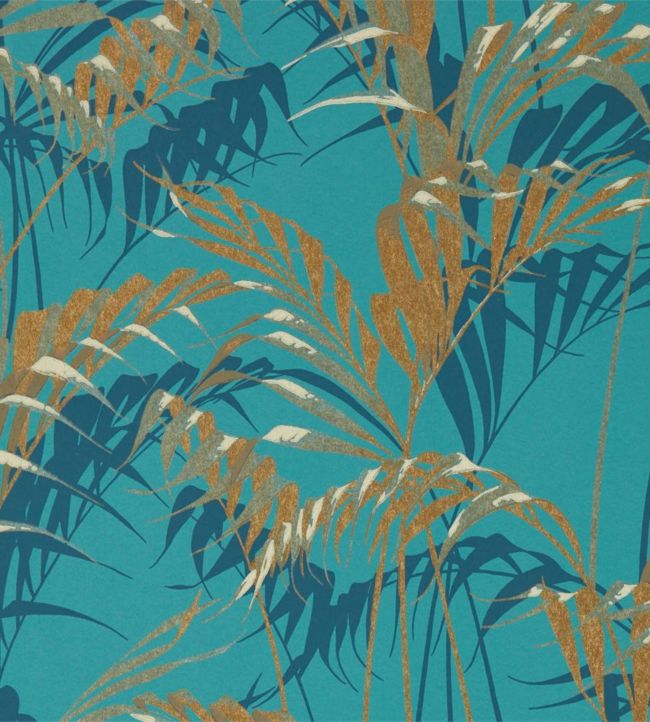 Palm House Wallpaper - Teal/Gold - DGLW216640 - Sanderson