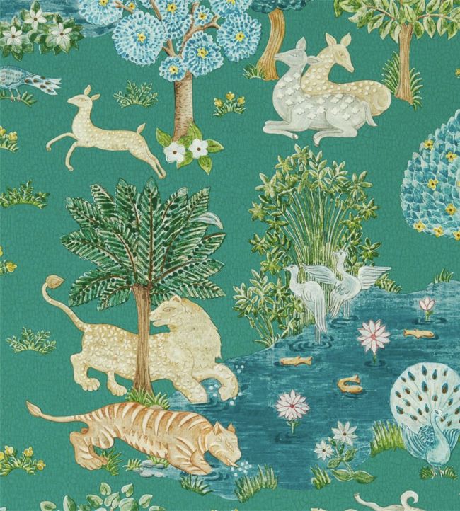 Pamir Garden Wallpaper - Teal/Peacock - DCPW216765 - Sanderson