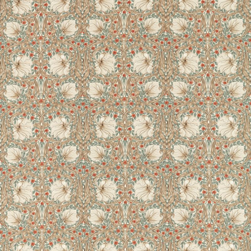 Pimpernel Fabric - Linen/Coral - 227231 - Morris & Co
